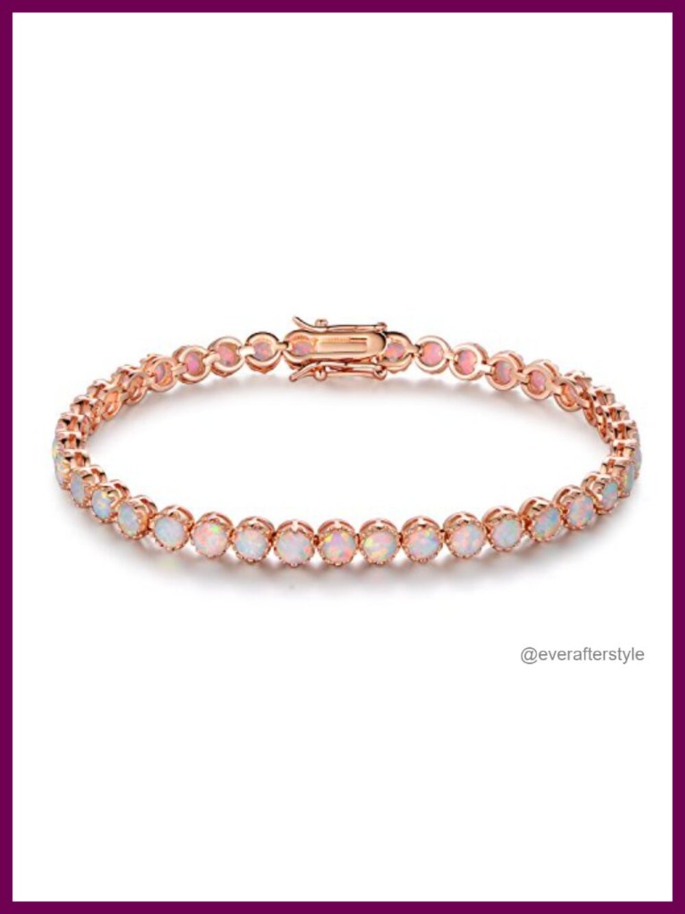 18K Gold Plated Created Opal Tennis Bracelet Crown Setting